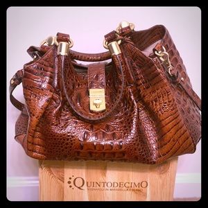 Top Handle/Shoulder Brahmin Bag in Deep Brown!